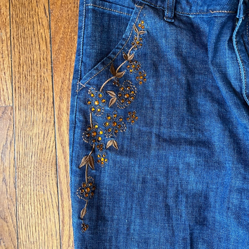 American Glamour by Badgley Mischka Embroidered Jeans - Picture 3 of 5